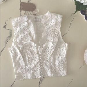 BNWT Meshki White Broderie Sleeveless Top